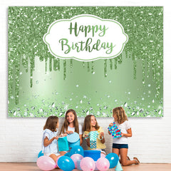Lofaris Green Happy Glitter Bokeh Birthday Backdrop for Party