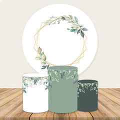 Lofaris Green Leaf Gold White Birthday Party Backdrop Kit