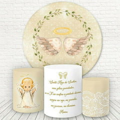 Lofaris Green Leaves And Angle Round Baby Shower Backdrop Kit