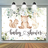 Lofaris Green Leaves And Cute Animals Baby Shower Backdrop