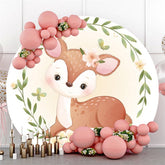 Lofaris Green Leaves And Deer Flowers Themed Circle Backdrop