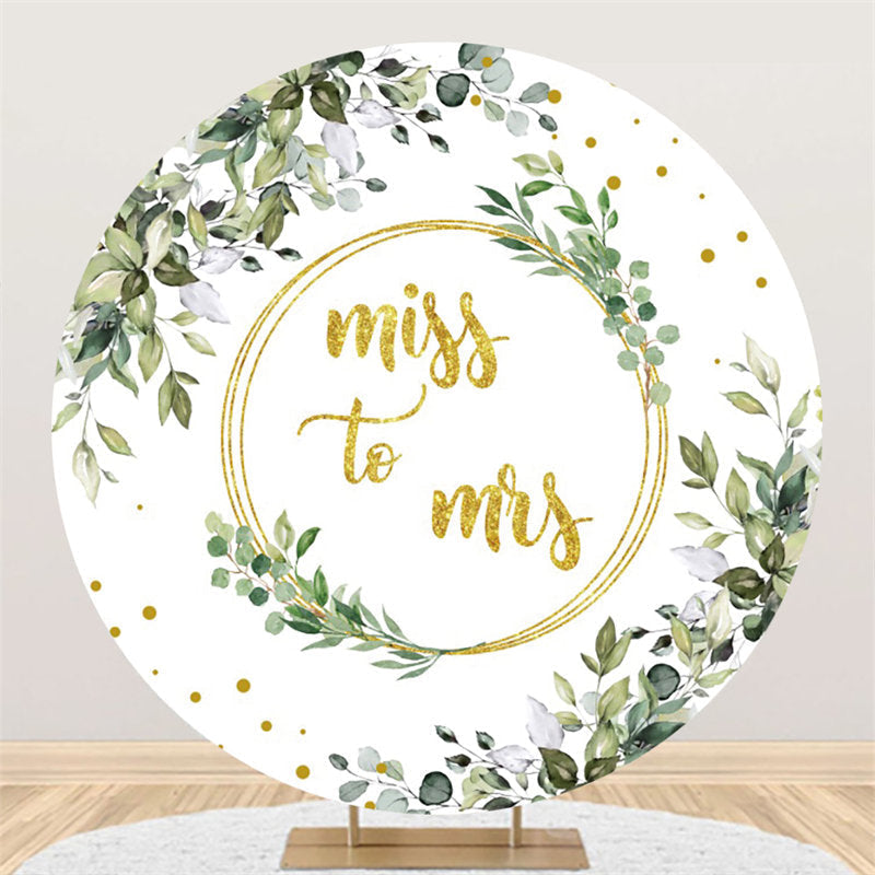 Lofaris Green Leaves And Gold Round Adorable Wedding Backdrop