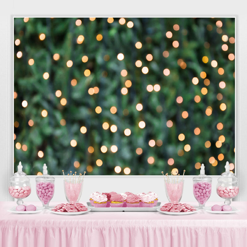 Lofaris Green Leaves and Lights Bokeh Backdrop for Winter