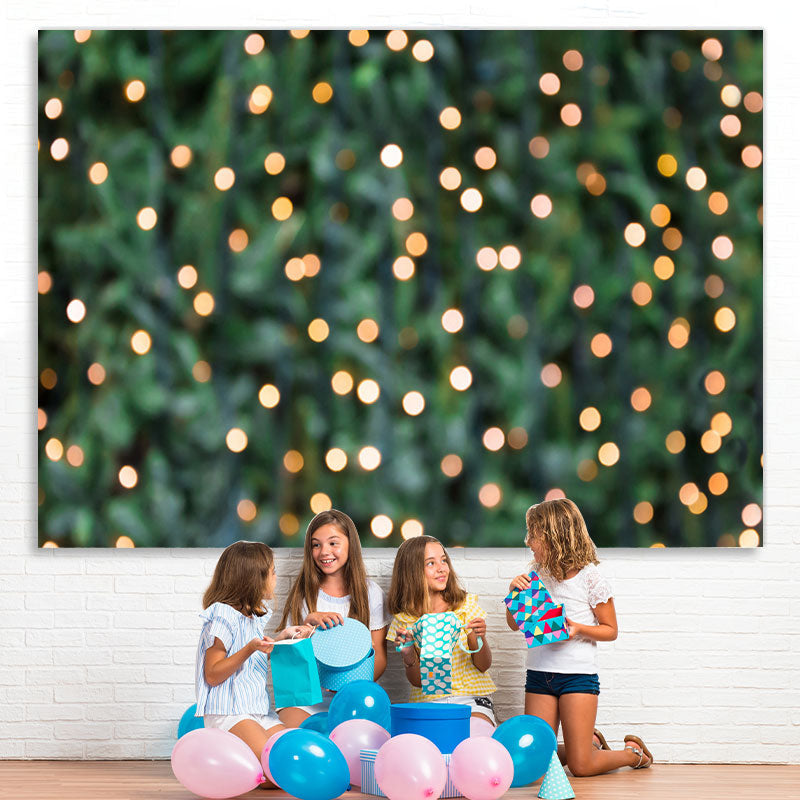 Lofaris Green Leaves and Lights Bokeh Backdrop for Winter