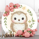 Lofaris Green Leaves And Owl Flowers Themed Round Backdrop