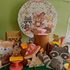 Circle Oh Baby Green Cactus Floral Baby Shower Backdrop