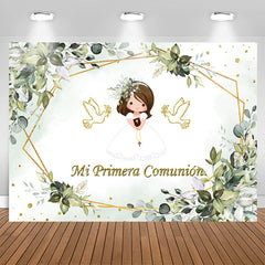 Lofaris Green Leaves Communion Pigeon Girl Baptism Backdrop