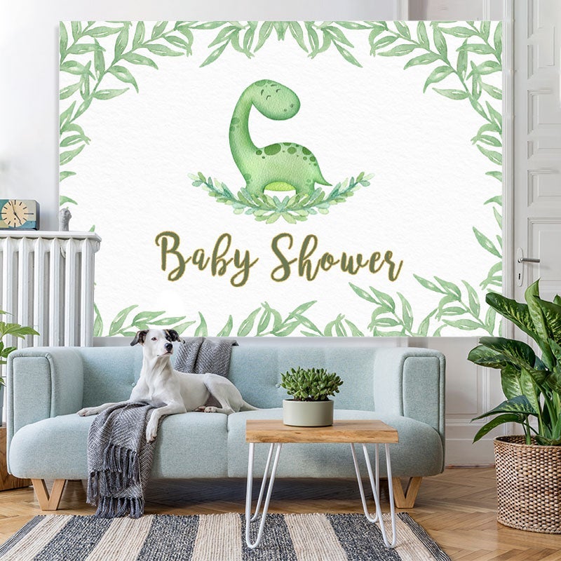 Lofaris Green Leaves Dinosaur Decor Backdrop for Baby Shower Party