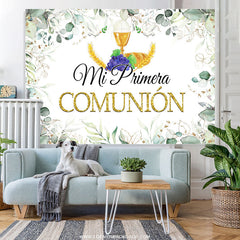 Lofaris Green Leaves Mi Primera Comuni¨®n Baby Shower Backdrop