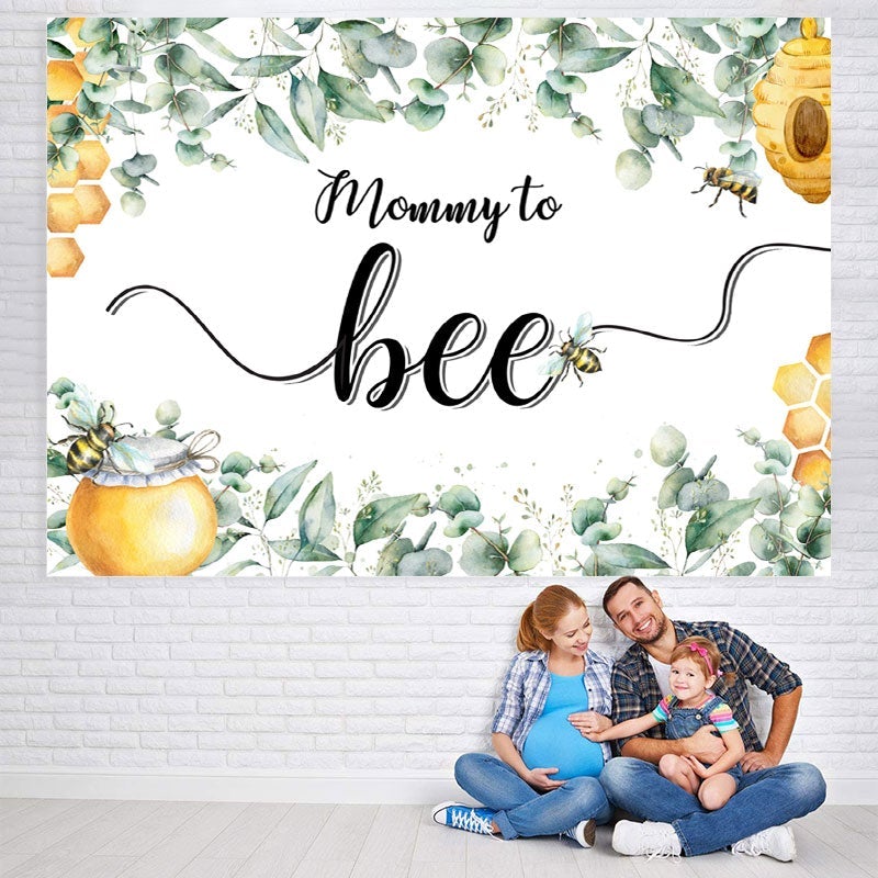 Lofaris Green Leaves Mommy To Bee Theme Baby Shower Backdrop