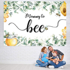 Lofaris Green Leaves Mommy To Bee Theme Baby Shower Backdrop