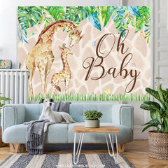 Lofaris Green Leaves Oh Baby Giraffe Backdrop For Shower