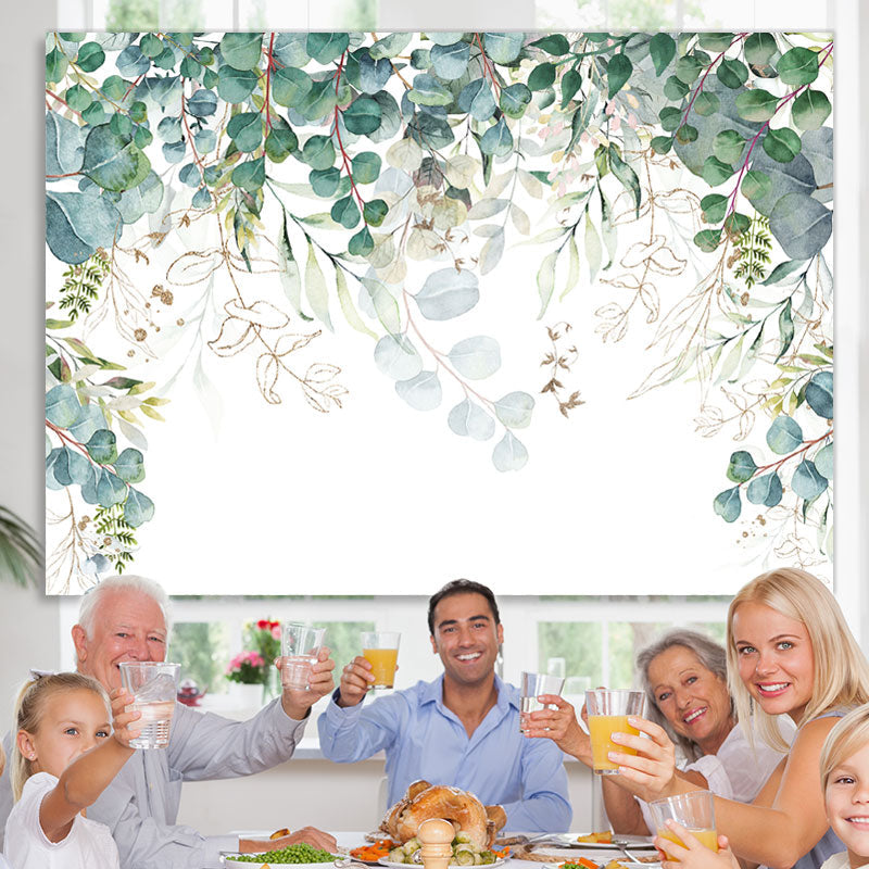 Lofaris Green Leaves Simple Peaceful White Spring Backdrop