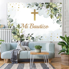 Lofaris Green Mi Bautizo Theme Christening Backdrop For Kid