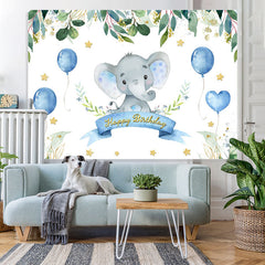 Lofaris Green Plant and Bule Balloons Happy Birthday Backdrop