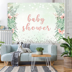 Lofaris Green Plant Glitter Baby Shower Backdrop for Photos