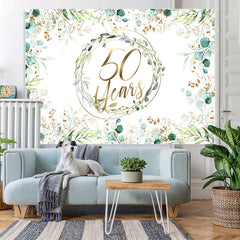 Lofaris Green Plant Glitter Gold Happy 50Th Birthday Backdrop