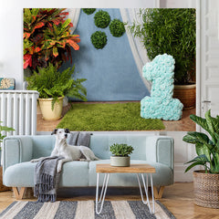 Lofaris Green Plant Grass First Birthday Photo Backdrop for Party