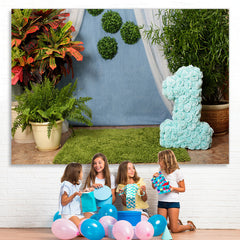 Lofaris Green Plant Grass First Birthday Photo Backdrop for Party