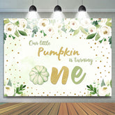 Lofaris Green pumpkin Flowers 1st birthday backdrop decorations