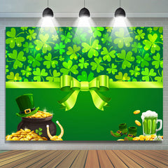 Lofaris Green Shamrock And Gold Coins Baby Shower Backdrop