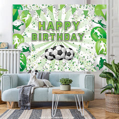 Lofaris Green Soccer Themed Happy Birthday Party Backdrop