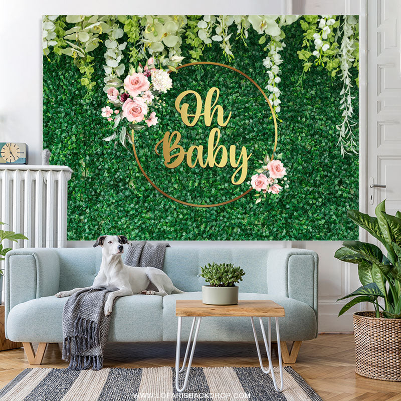 Lofaris Green Spring With Floral Baby Shower Backdrop