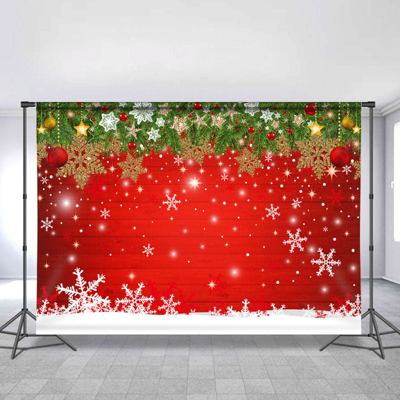 Lofaris Green Trees Decoration And Chrismas Red Wood Backdrop
