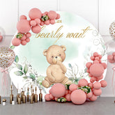 Lofaris Green We Can Bearly Wait Round Baby Shower Backdrop