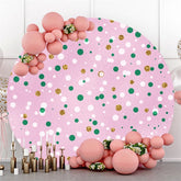 Lofaris Green White Spot Roung Pink Birthday Party Backdrop