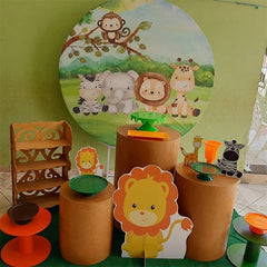 Circle Wooden And Deer Baby Shower Backdrop For Boy
