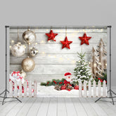Lofaris Grey Wood And Santa Claus Dolls Merry Christmas Backdrop