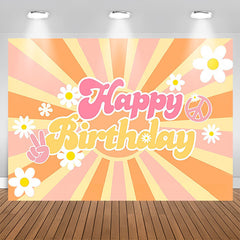 Lofaris Groovy Floral Orange Sunshine Stripe Birthday Backdrop
