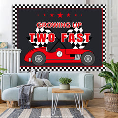 Lofaris Growing Up Two Fast Car Themed Happy Birthay Backdrop