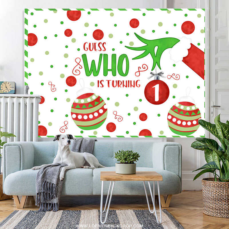 Lofaris Guess Who Is Turning One Christmas Birthday Backdrop