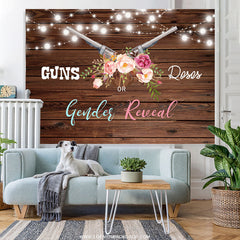 Lofaris Gun Or Rose Gender Reveal Wooden Baby Shower Backdrop