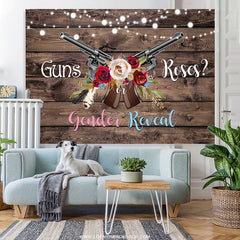 Lofaris Guns Or Roses Wooden Gender Reveal Baby Shower Backdrop