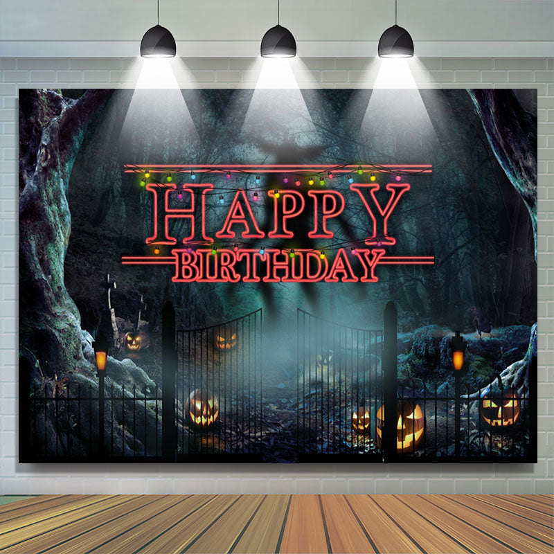 Lofaris Halloween Black Theme Happy Birthday Backdorp For Party