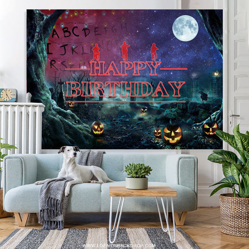 Lofaris Halloween Theme Moon Night Backdrop For Happy Birthday