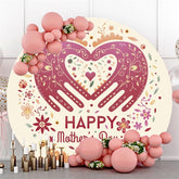 Lofaris Hand Pattern Floral Happy Mothers Day Round Backdrops