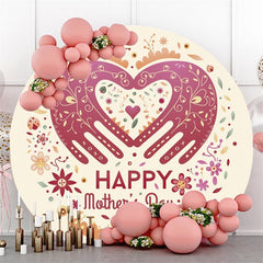 Lofaris Hand Pattern Floral Happy Mothers Day Round Backdrops