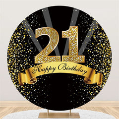 Lofaris Happy 21st Birthday Gold Ribbon Round Backdrops