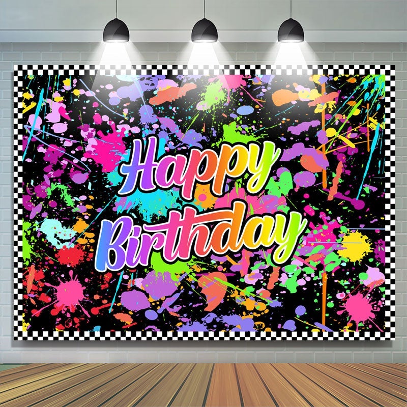 Lofaris Happy Birthday Colorful Graffiti Splash Paint Backdrop
