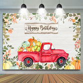 Lofaris Happy Birthday Greeny Cartoon Pumpkins Red Car Backdrop