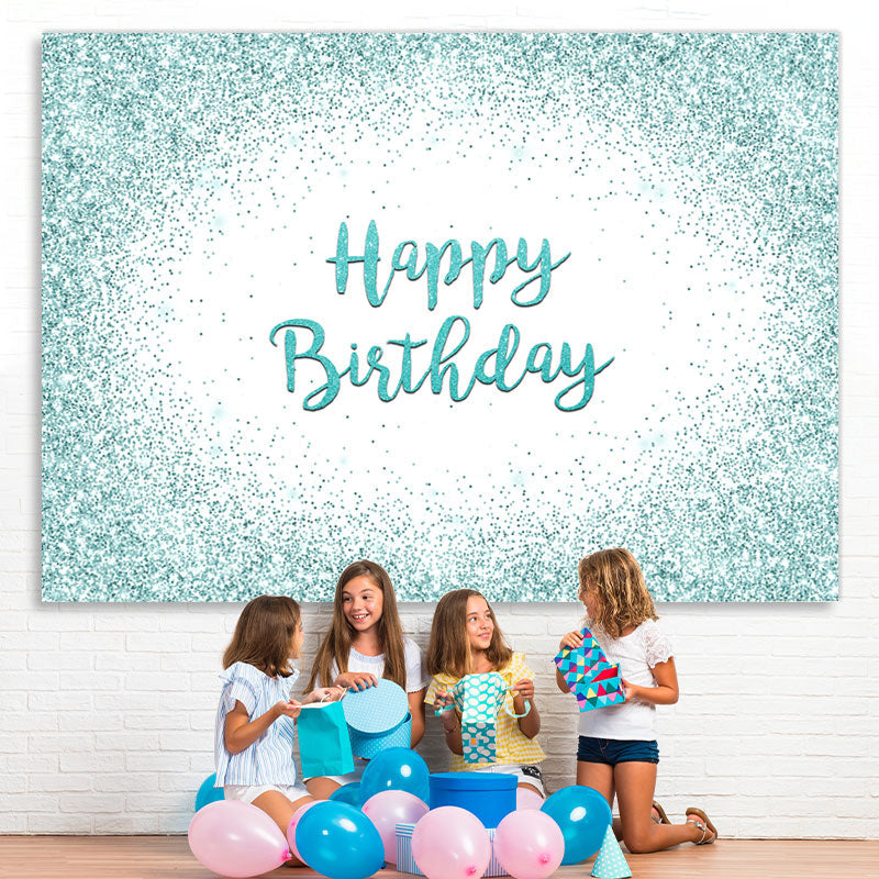 Lofaris Happy Birthday Mint Green Glitter Bokeh Backdrop for Party
