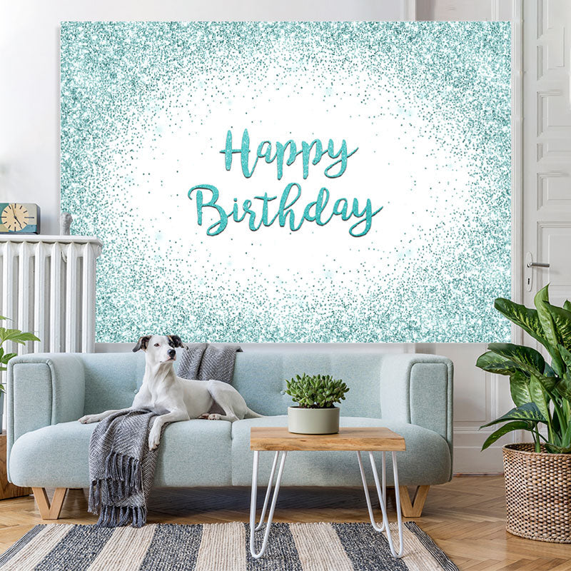 Lofaris Happy Birthday Mint Green Glitter Bokeh Backdrop for Party