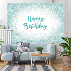 Lofaris Happy Birthday Mint Green Glitter Bokeh Backdrop for Party
