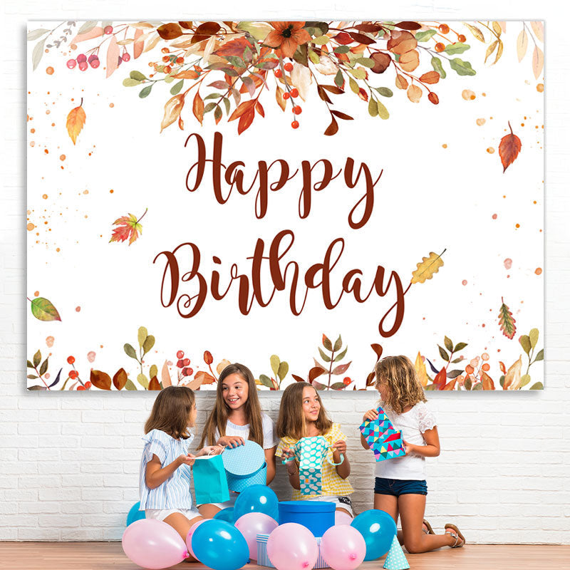 Lofaris Happy Birthday Red and Yellow Leaves Backdrop