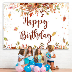 Lofaris Happy Birthday Red and Yellow Leaves Backdrop