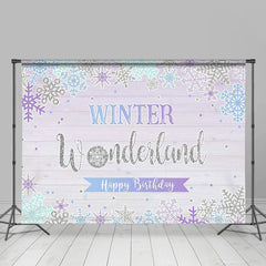 Lofaris Happy Birthday Snowflake 1st Winter Party Backdrops